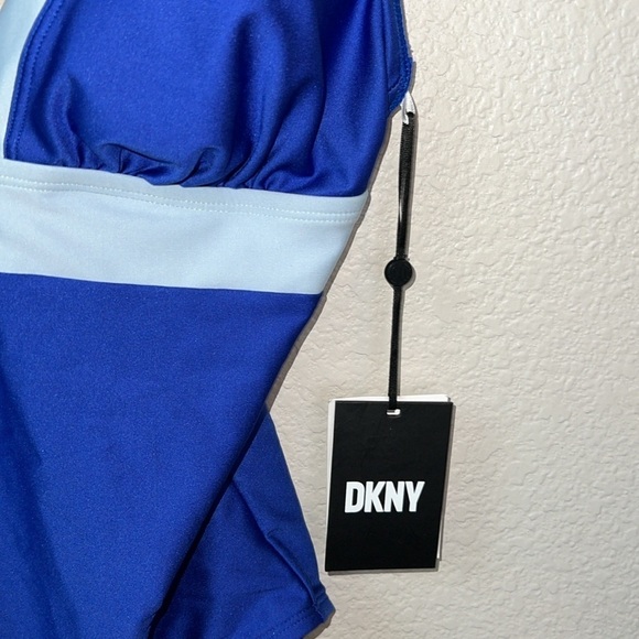 DKNY Lapis Blue Colorblock One Piece Swimsuit Size 8 - Picture 8 of 13